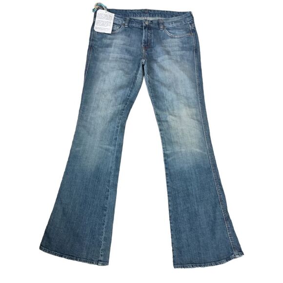 7 For All Mankind A Pocket Jeans 30 NEW Rhinestones Bootcut Low Rise Y2K Stretch - Picture 9 of 16